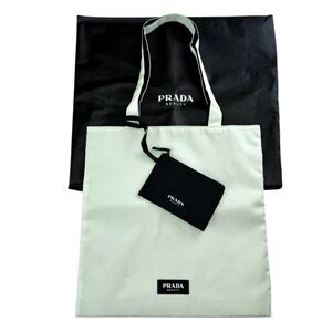 Prada Beauty Shoulder Tote Light Green & Black Reversible Zipper Pouch Dust Bag